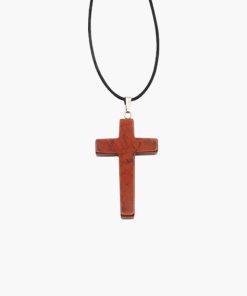 Kreuz Anhänger aus Jaspis rot