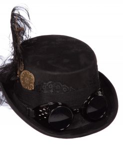 Zylinder Steampunk mit Brille (schwarz)
