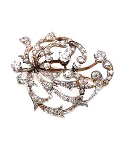 Antike 2.5 ct Diamant Brosche in 18K Gold und Platin, um 1930