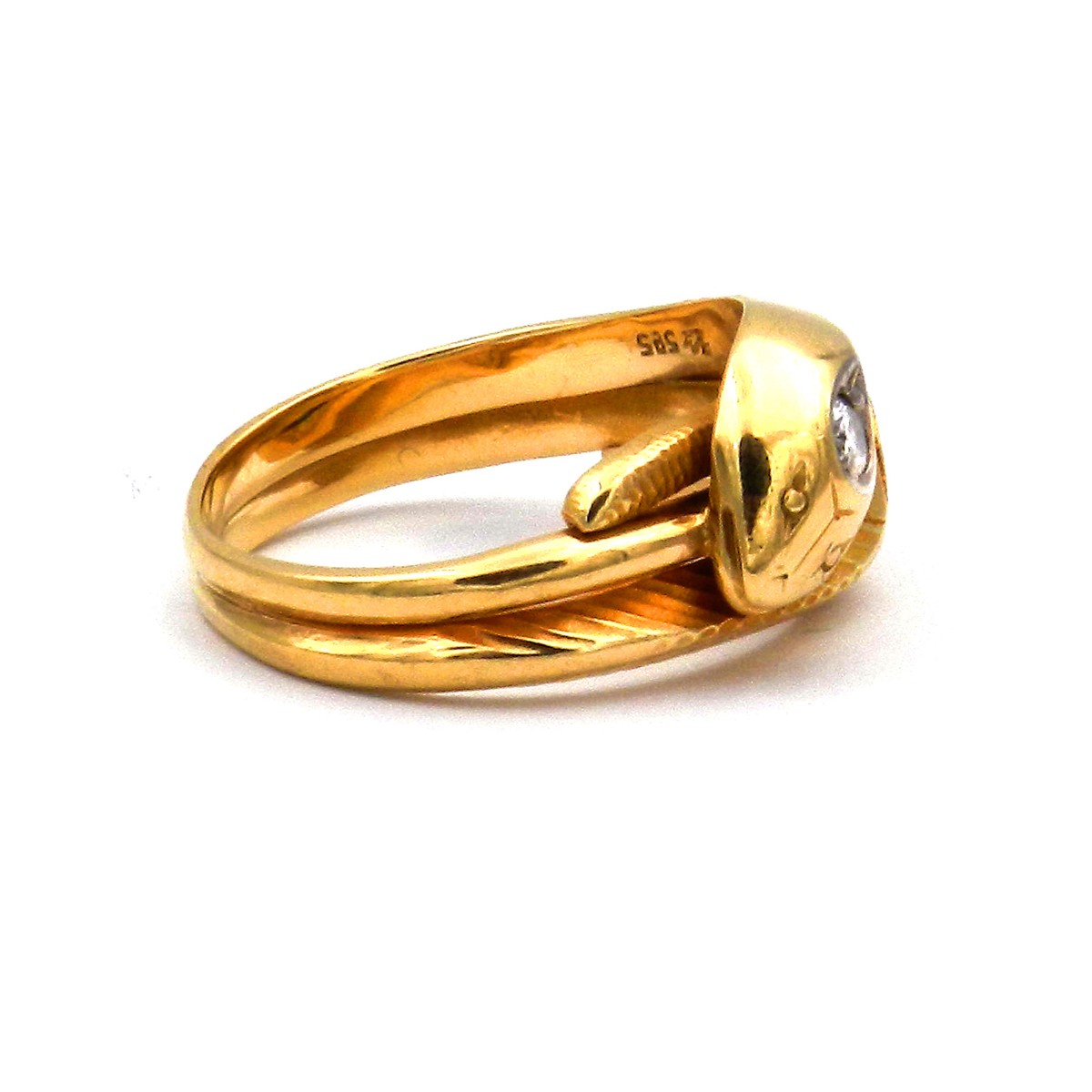 Antiker Smaragd Diamant Ring als Schlangenring in 14K Gold, um 1900 – Bild 5