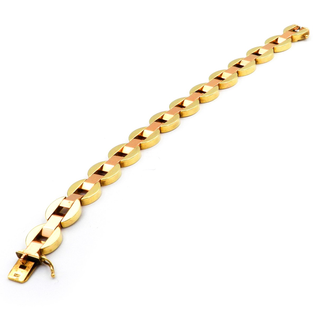 Art Deco Gold Armband aus zweifarbigem 14K Gold um 1930 – Bild 5