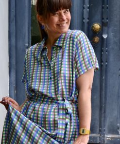 On demand – Oversizekleid aus Baumwolle “green/lilac/cobalt/offwhite”, Größe wählbar