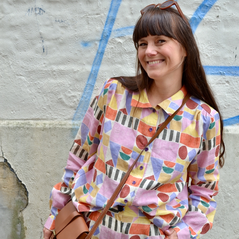 Leichte Baumwollbluse “shape game”, Größe S