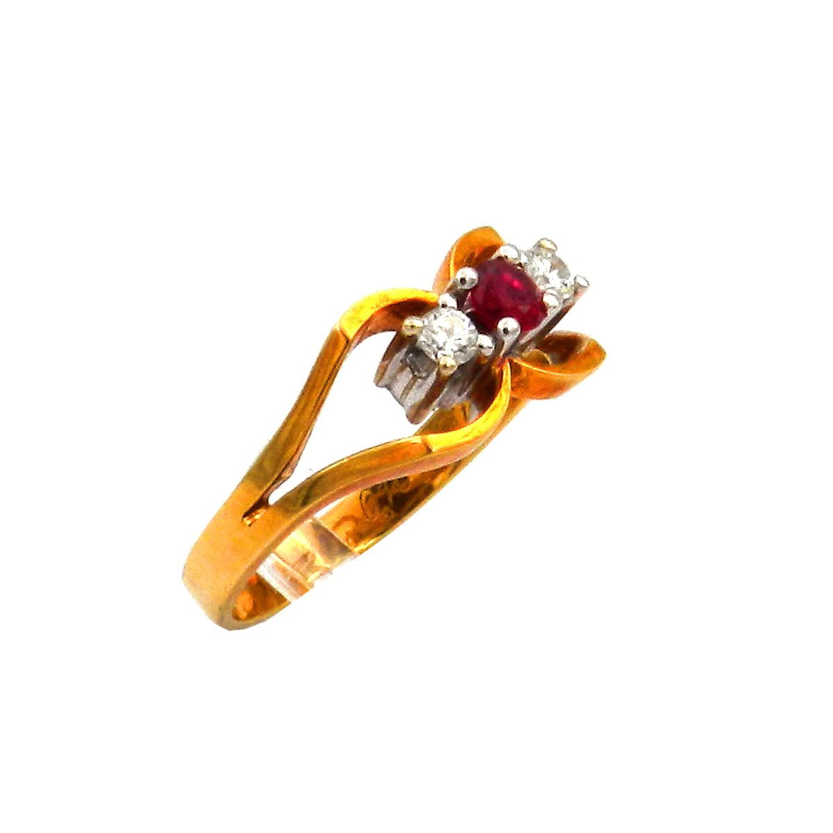 Vintage Rubin Diamant Ring in 14K Gold mit 0.2 ct Diamanten Handarbeit um 1960 – Bild 5