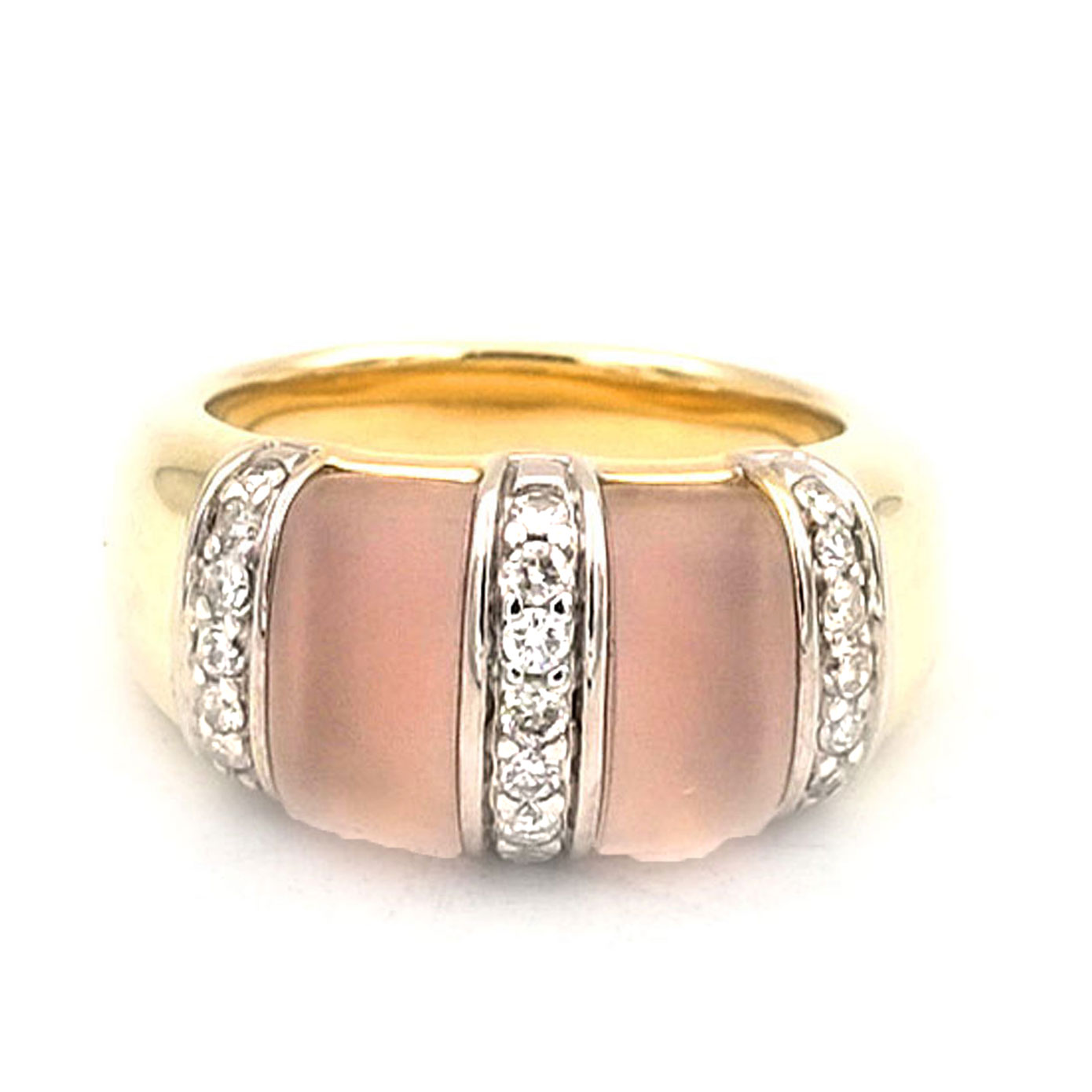 Gold Ring mit Rosenquarz und Diamanten als Bandring mit 0.44 ct Brillanten – Bild 3