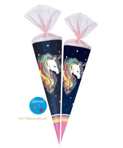 Schultüte Regenbogen-Einhorn Special mit Glitzer