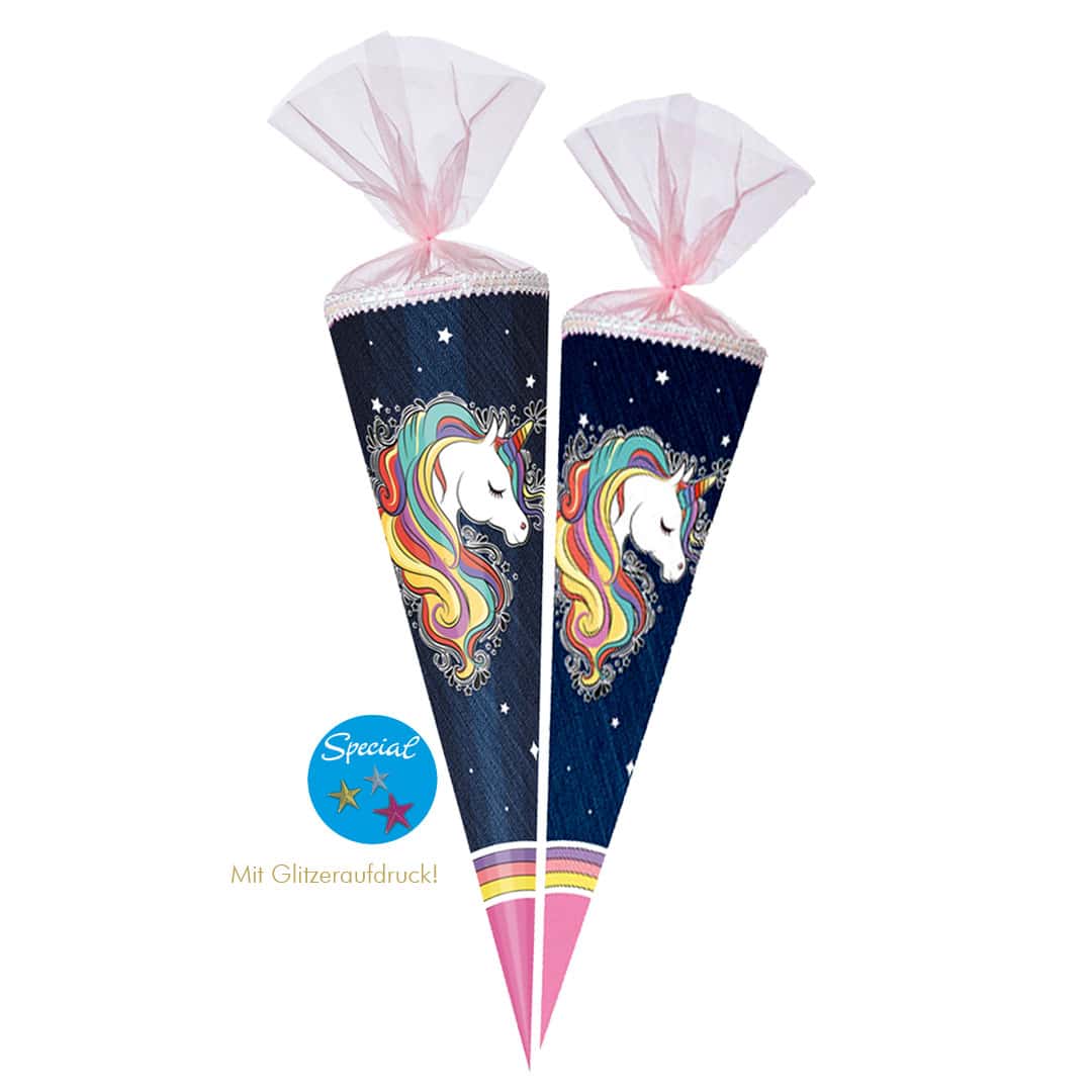 Schultüte Regenbogen-Einhorn Special mit Glitzer