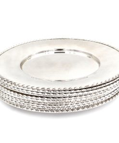 Zwölf Silber Platzteller mit Kordelrand in 800 Silber