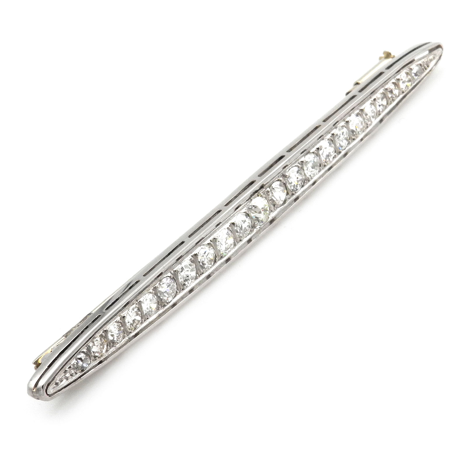 Art Deco 3 ct Diamant Weißgold Brosche in Schiffchenform, um 1930 – Bild 2