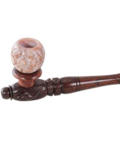 Wooden Pipe with Soapstone